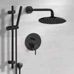 Remer SFR84 Matte Black Shower Set With 8 Inch Rain Shower Head and Hand Shower